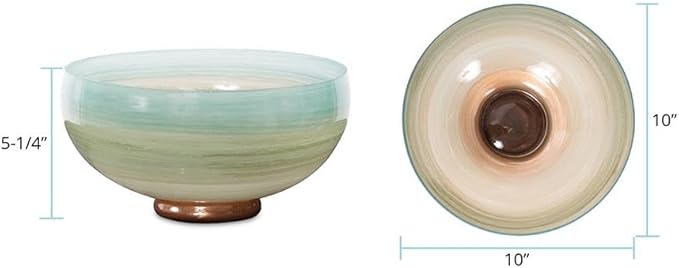 Howard Elliott Multicolor Capri Stripe Glass Bowl for Home & Table Centerpiece Decor, Modern Abstract Ombre Design Glass Bowl for Living Room, Bedroom & Hallway Centerpiece, 5.25 x 10 x 10 Inch