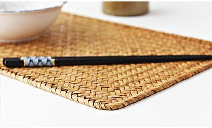 8 Pack Rectangular Woven Placemats, Rattan Wicker Table Mats, 17" x 12", Natural Seagrass Place Mats for Dining Table