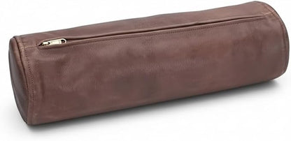 Leather Cylindrical Cushion Cover – 100% Lambskin Round Bolster Pillow Cover | Handmade Ergonomic Roll for Head, Neck & Back | Decorative Home & Sofa Accessory (18" x 5")