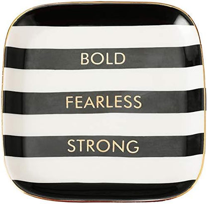 Stephanie Imports Bold Fearless Strong Ceramic Trinket Plate and Decorative Jewelry Dish