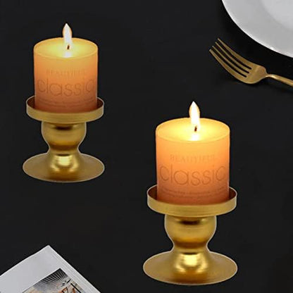 Gold Votive Candle Holders Brass Candlestick Holders Vintage Φ6cm/2.36in Pillar Candle Holder Tealight Holder for Table Centerpiece Wedding Christmas Birthday Party Decoration