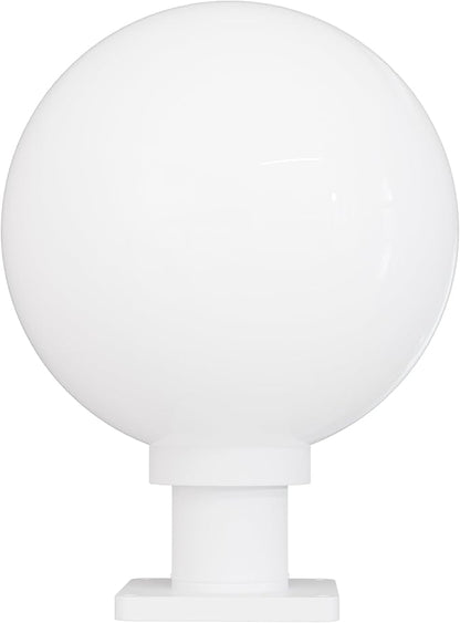 KASTLITE 12" Globe Pier Mount Outdoor Lighting with LED Lamp | UV & Waterproof Pillar & Column Lights | Deck Driveway Yard Patio & Garden Fixture | Made in USA | White Cover, White Basic Base