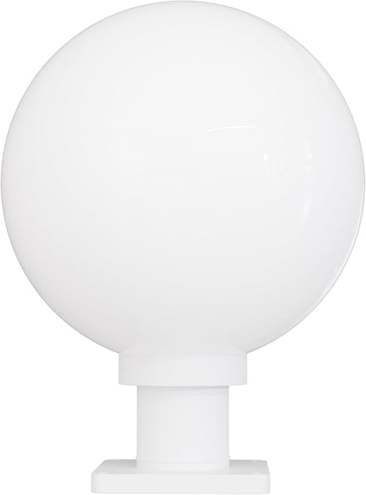 KASTLITE 12" Globe Pier Mount Outdoor Lighting with LED Lamp | UV & Waterproof Pillar & Column Lights | Deck Driveway Yard Patio & Garden Fixture | Made in USA | White Cover, White Basic Base