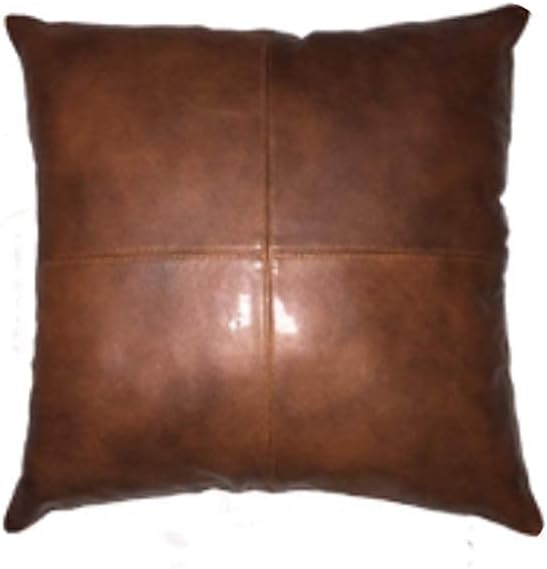 LL LEATHER LOVERS Lambskin Leather Pillow Cover - Sofa Cushion Case - Decorative Throw Covers for Living Room & Bedroom, 14x14 Inches - Tan Antique Pack of 1