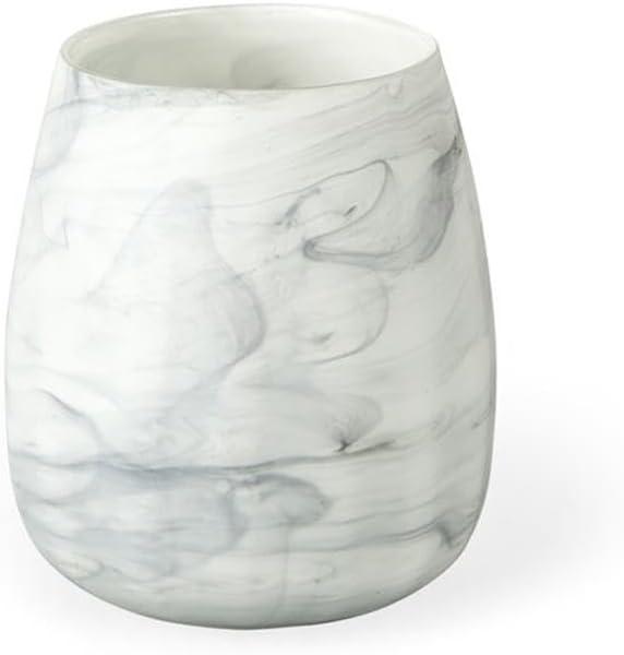 Maklaine Traditional Short Gray/Cream Ceramic Abstract Pattern Vase