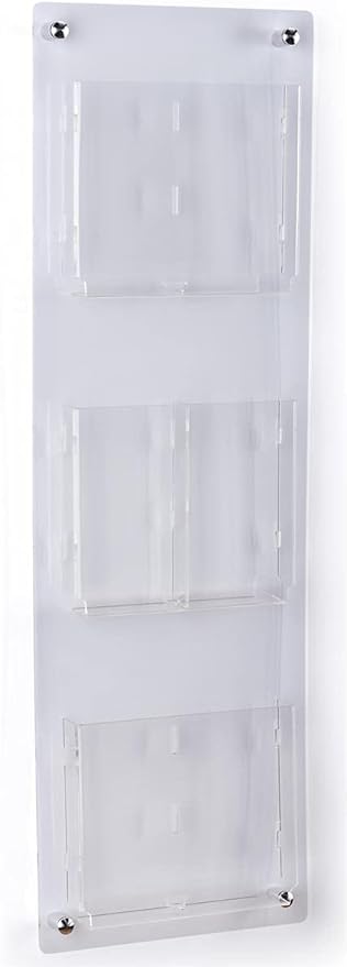 Displays2go Three Pocket Magazine Wall Rack, Display Periodicals or Brochures - Clear (2RP3CLR)