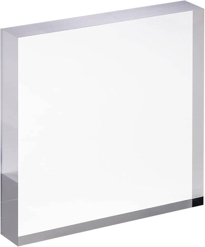 CiaoHER 1in Thickness 6in Square Acrylic Cube Display Block Clear Polished Pedestal Stand Riser Solid Base 6" x 6" x 1", 2 Pack