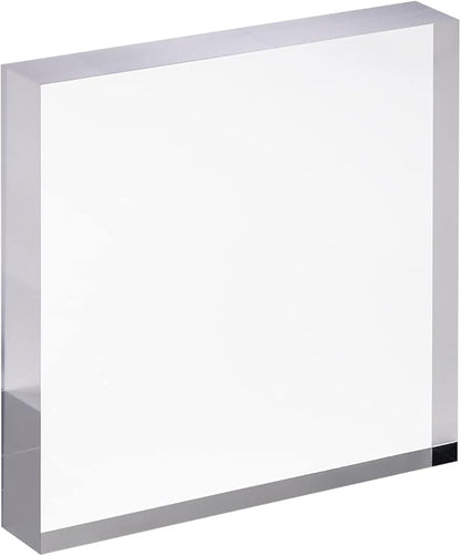 CiaoHER 1in Thickness 6in Square Acrylic Cube Display Block Clear Polished Pedestal Stand Riser Solid Base 6" x 6" x 1", 2 Pack