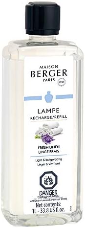 MAISON BERGER - Fresh Linen - AIr Freshener - Lampe Berger Fragrance Refill for Home Fragrance Oil Diffuser - 33.8 Fluid Ounces - 1 Liter