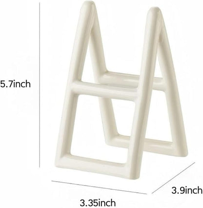 Handmade Ceramic Holder Stand for Toothbrushes, Makeup Brushes, and Pens - Minimalist Design for Bathroom Vanity and Countertops Decor (White)