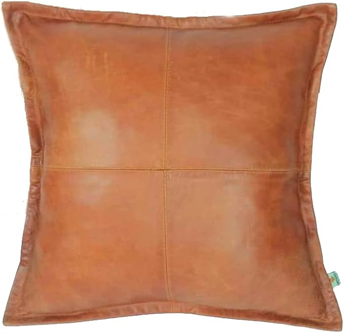Lambskin Suede Leather Pillow Cover - Sofa Cushion Case - Decorative Throw Covers for Living Room & Bedroom, 22x22 Inches - Gold Beige Box Pack of 2