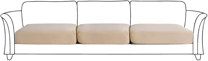 HOOBUY Waterproof Couch Cushion Cover 3Pieces Stretch Sofa Slipcovers Furniture Protector with Elastic Suitable for 3 Seater Sofa (3, Beige)