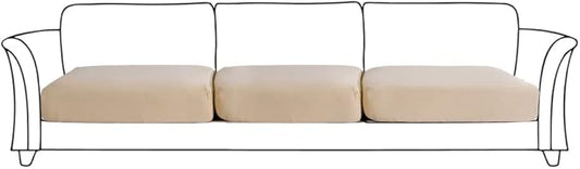 HOOBUY Waterproof Couch Cushion Cover 3Pieces Stretch Sofa Slipcovers Furniture Protector with Elastic Suitable for 3 Seater Sofa (3, Beige)
