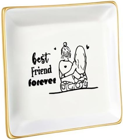 JoycuFF Gift for Women Best Friends Bestie Friendship Gifts for Her Ceramic Ring Dish Decorative Tray Unique Gift For Bestie, Soul Sister, BFF, Birthday Christmas Gift Ideas