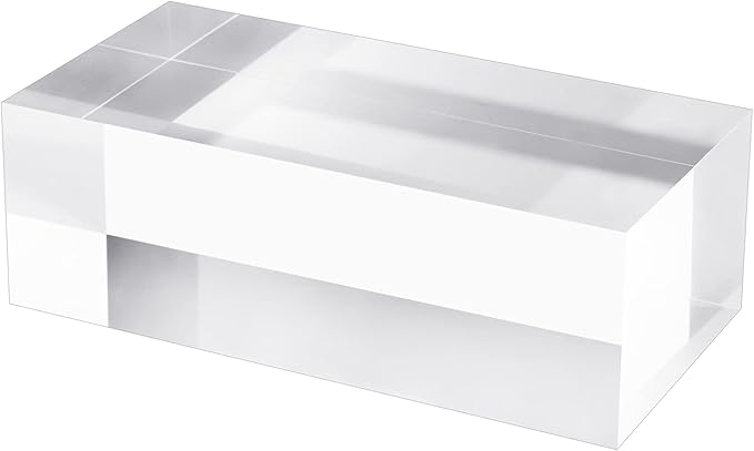 CiaoHER 2in Thickness Solid Acrylic Cube Display Block Clear Polished Pedestal Stand Riser Solid Base 2" x 3" x 6", 1 Pack