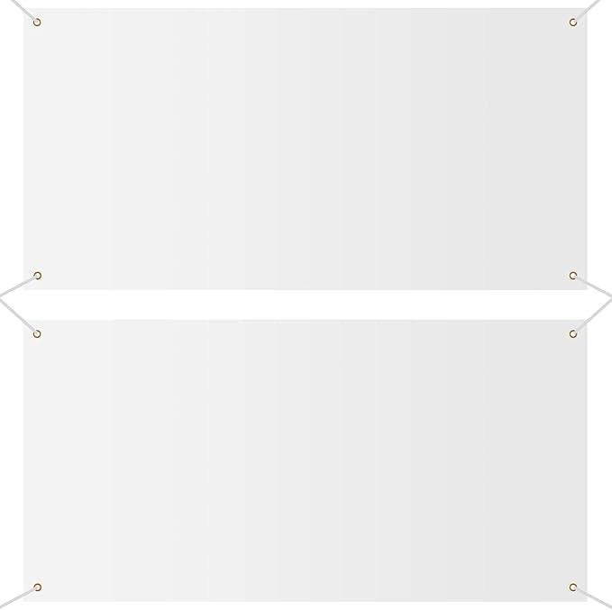 2 Pieces Large Banners Signs Polyester Oxford Cloth Sublimation Banner with Rope for Indoor Wall Outdoor Easy Hang Sign DIY Banner Sign for Business Office Supply (White,2 x 6 Feet)