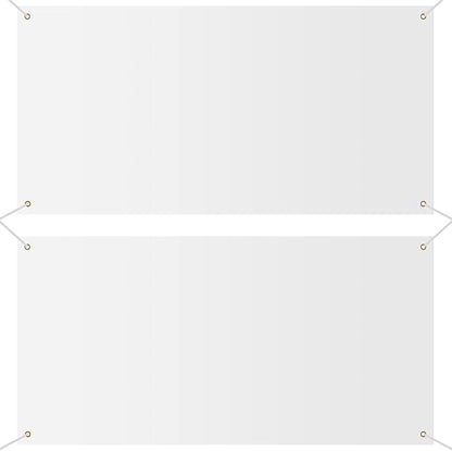 2 Pieces Large Banners Signs Polyester Oxford Cloth Sublimation Banner with Rope for Indoor Wall Outdoor Easy Hang Sign DIY Banner Sign for Business Office Supply (White,2 x 6 Feet)