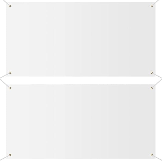 2 Pieces Large Banners Signs Polyester Oxford Cloth Sublimation Banner with Rope for Indoor Wall Outdoor Easy Hang Sign DIY Banner Sign for Business Office Supply (White,2 x 6 Feet)