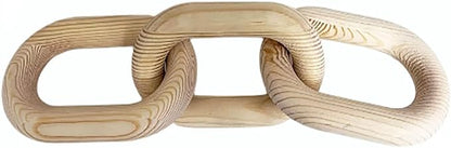 Wood Knot Decor, 3 Link Boho Wooden Chain Link Decor,Modern Rustic Home Decorations for Book Shelf Fireplace Coffee Table Living Room Décor (Natural)