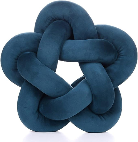 Knot Plush Throw Pillow Handmade Knotted Star Pillow Soft Sofa Lumbar Cushion Stuffed Cushion Home Office Children Room Decor, Navy Blue