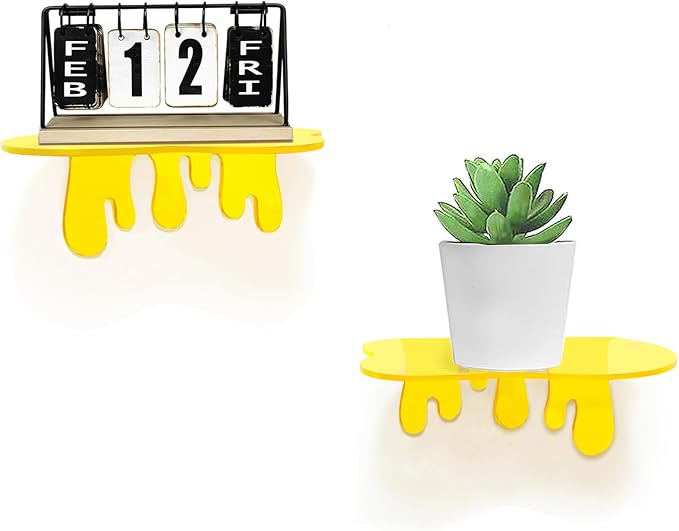 SetGame 2-Pack Acrylic Small Wall Shelves - 7 Inch Floating Shelf for Walls, Home Wall Display Ledges for Storage, Room Décor, Small Album & Items Organizer Display