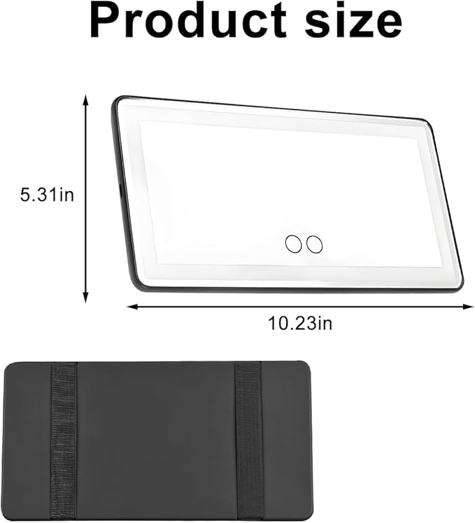 LED Car Sun Visor Vanity Mirror, Dimmable Rechargeable Vehicle Touch Screen Cosmetic Mirror with 3 Light Modes & 60LEDs, Auto Interior Rear View Makeup Accessories, Universal Fit (Black)
