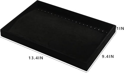 Coward Set of 2 Black Velvet Stackable Necklace Holder Organizer Tray Velvet Necklace Display Stand for Selling Jewelry Box Case for Storage (necklace+necklace)