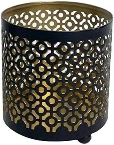 Hosley Bulk Buy Black (Gold Inside) Metal Jar Holder Candle Sleeve Set of 8-4.5" High. Votive, Tea Light Lanterns Ideal Gift for Weddings, Parties, Spa and Aromatherapy O6