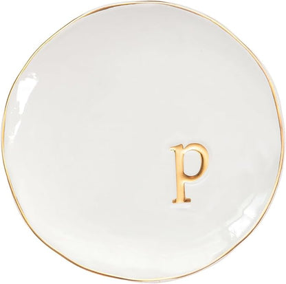 COLLECTIVE HOME - Ceramic Jewelry Tray, Decorative Trinket Dish for Rings Earrings Necklaces Bracelet Watch Keys, Birthday Mother's Day Christmas Gift for Women, 4.75", Glossy (p)