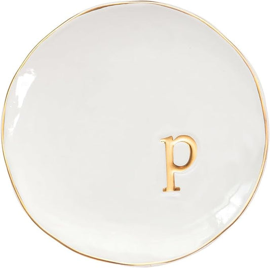 COLLECTIVE HOME - Ceramic Jewelry Tray, Decorative Trinket Dish for Rings Earrings Necklaces Bracelet Watch Keys, Birthday Mother's Day Christmas Gift for Women, 4.75", Glossy (p)