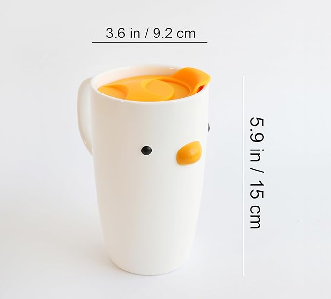 PURROOM Duck Coffee Mug with Lid, Travel Cup with Handle & Sealed Lid. 20 oz Cute Chick Tall Cup, Safety Ceramic. Best Gifts For Coffee Lover.
