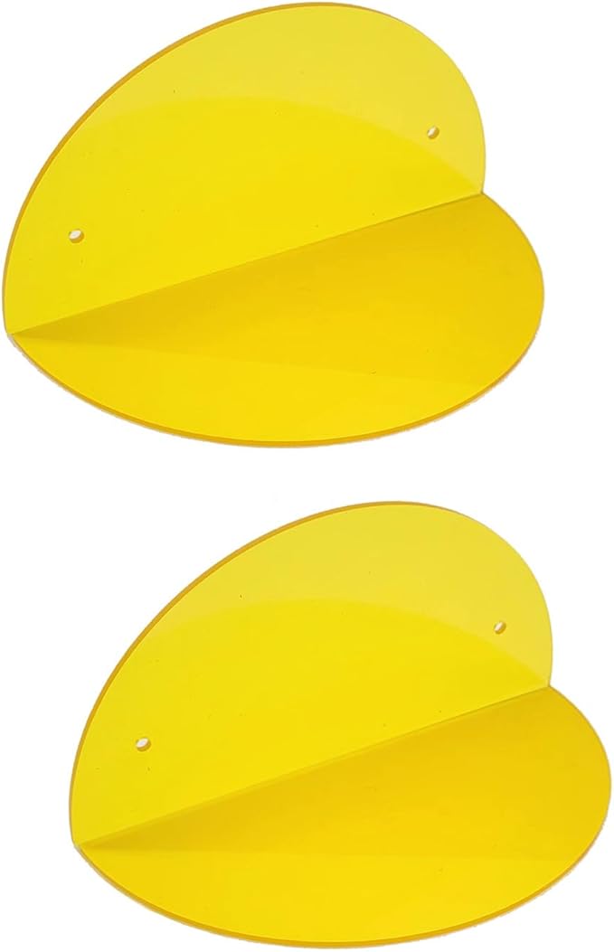 ROYALITA Small Acrylic Shelves Room Decor Floating Shelves (2-Pack, 8-inch Diameter) - Wall Mounted Display Stand for Plants, Toys, Makeup, and More - Ideal for Home and Office, Yellow