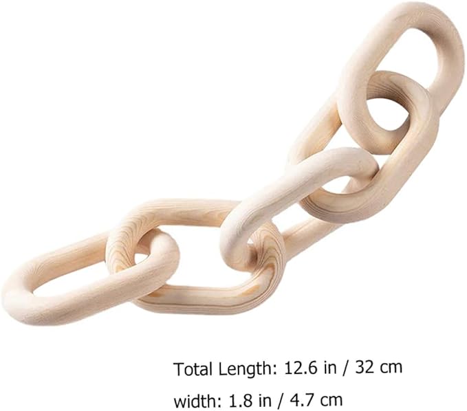 CALLARON Wooden Chain Link Decoration Small Handmade Five-Ring Pendant Rustic Hanging Ornament for Living Room Wall Decor Coffee Shop Home Accent