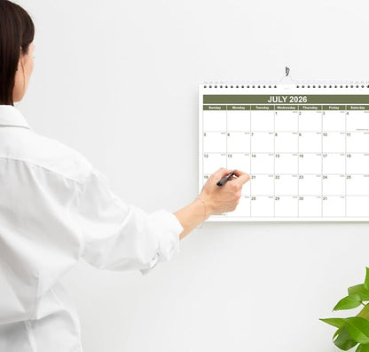 Calendar 2026-2027 - Wall Calendar 2026-2027 from January 2026 - June 2027, Spiral Binding Hanging Wall Calendar 2026 for Home/Office, 8.5" x 11", Green