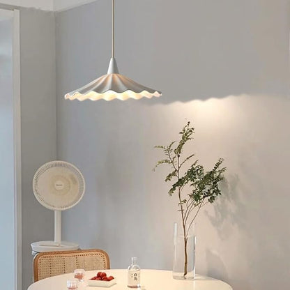 11.8" White Wavy Ceramic Pendant Light Shade,Vintage E26 Metal Loft Bar Ceiling Hanging Lamp Dining Room Bedroom Chandelier for Dining Room Kitchen Island Hallway Entryway