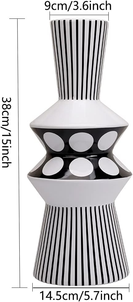 Magcolor Flower vase Large Black and White Striped Geometric Ceramic Vase -Modern Vase Decoration. Perfect Home Decoration Vase