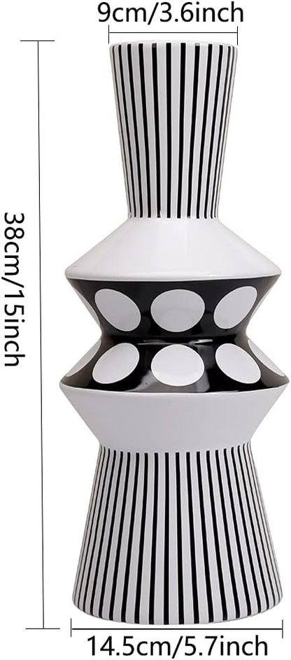 Magcolor Flower vase Large Black and White Striped Geometric Ceramic Vase -Modern Vase Decoration. Perfect Home Decoration Vase