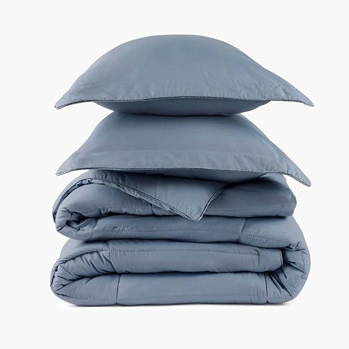 PeachSkinSheets Night Sweats: The Original 1500TC Soft Super Full/XL Full Oversized Comforter Set French Blue