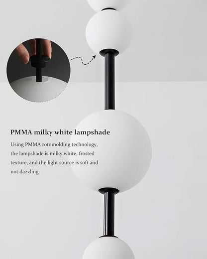 Modern LED Island Chandelier, White Acrylic Spherical Pendant Light, 30W Dimmable Black Ceiling Light, Adjustable Hanging Light Fixture, Suitable for Kitchen Island Dining Room Bedroom Living Room