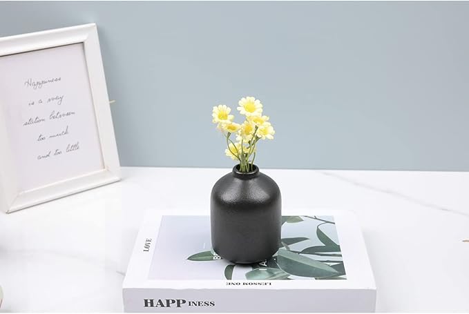 Ceramic Bud Vases Set of 6, Black Bud Vase Set for Flowers Pampas Grass, Mini Pottery Vase with Minimalist Modern Rustic Style for Table Centerpieces of Home, Office, Wedding