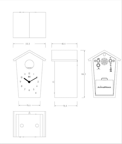 KOOKOO AnimalHouse White, Small Cuckoo Clock with 5 Farm Animals Sounds (Natural Field Recordings)