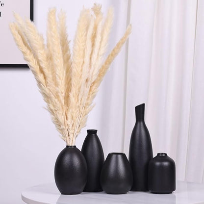 Black Ceramic Bud Vases Set of 5, Farmhouse & Mantle Decor, Home Decoration for Living Room, Kitchen & Office, Coffee Table Decor, Bulk Bud Vases