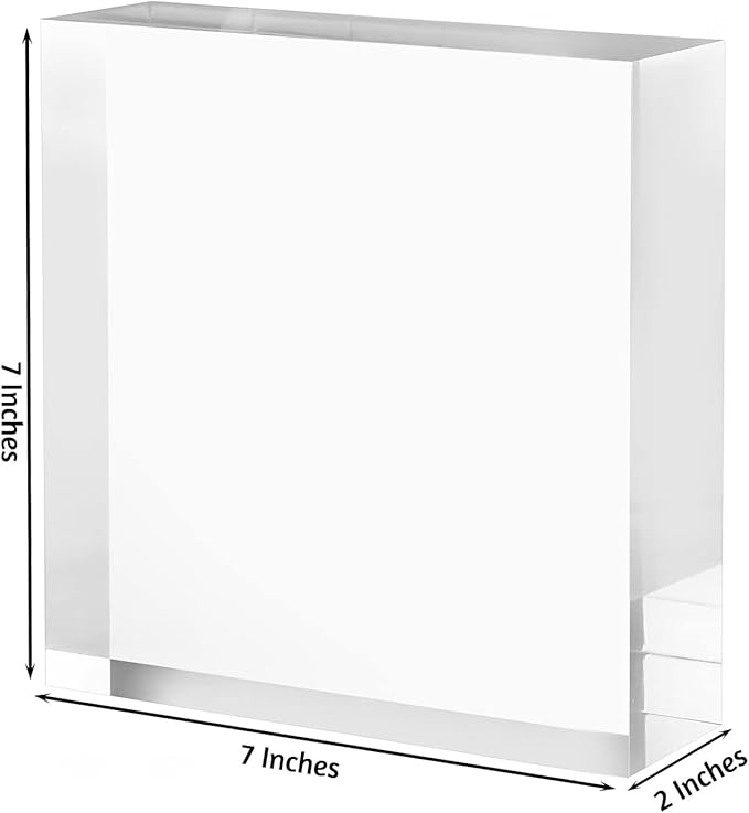 CiaoHER 2in Thickness Solid Acrylic Cube Display Block Clear Polished Pedestal Stand Riser Solid Base 2'' x 7" x 7", 1 Pack