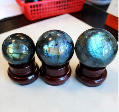 StoneStory Natural Labradorite Healing Crystal Sphere Ball Gemstone for Reiki Balancing Meditation Energy Home and Office Decoration (6cm, Labradorite)