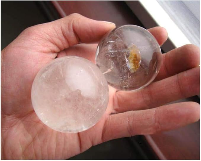StoneStory Natural Clear Quartz Healing Crystal Sphere Ball for Reiki Balancing Meditation Energy Home and Office Decoration (4.8-5.3cm, White Crystal)