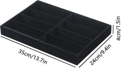 Coward Sunglass Organizer, Black Velvet Glasses Trays, Eyeglasses Watches Jewelry Display - Men Women (8 Grids)