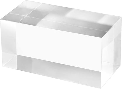 CiaoHER 2in Thickness Solid Acrylic Cube Display Block Clear Polished Pedestal Stand Riser Solid Base 2" x 2" x 4", 1 Pack