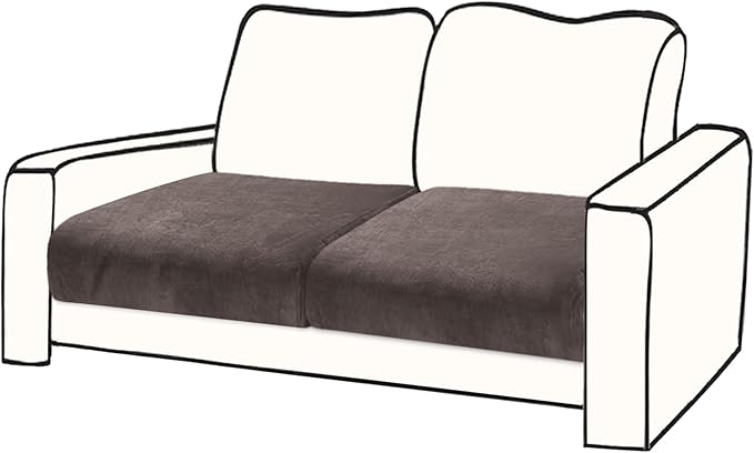 Couch Cushion Cover Velvet 2 Pieces Seat Cushion Cover Stretch LoveSeat Couch Covers Separate Sectional Sofa Slipcovers Furniture Protector (2-Seater or Backrest, Coffee)