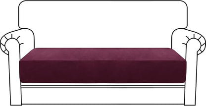 MAXIJIN Velvet Stretch Couch Cushion Covers Soft Loveseat Cushion Cover Replacement Sofa Seat Cushion Slipcovers RV Protector with Elastic Bottom (1 Piece Loveseat Cushion Cover, Wine Red)