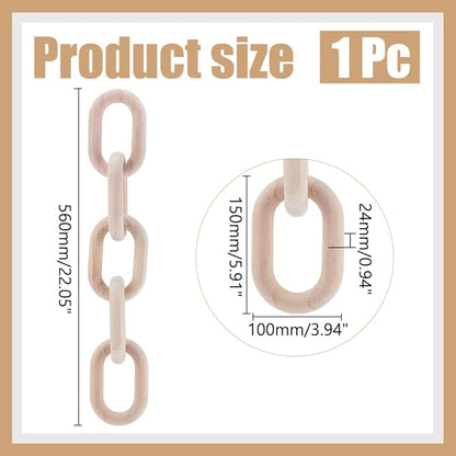 WADORN Wood Chain Link Decor, 5 Link Chain Display Decorations Book Shelf Decor Wooden Home Decorative ChainsRustic Coffee Table Ornament Chains for Living Room Accents, Antique White